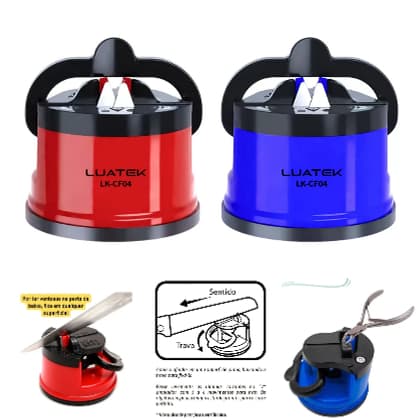Afiador de Facas com Ventosa Potente Amolador Manual de Tungstênio para Facas Tesouras e Utensílios de Cozinha