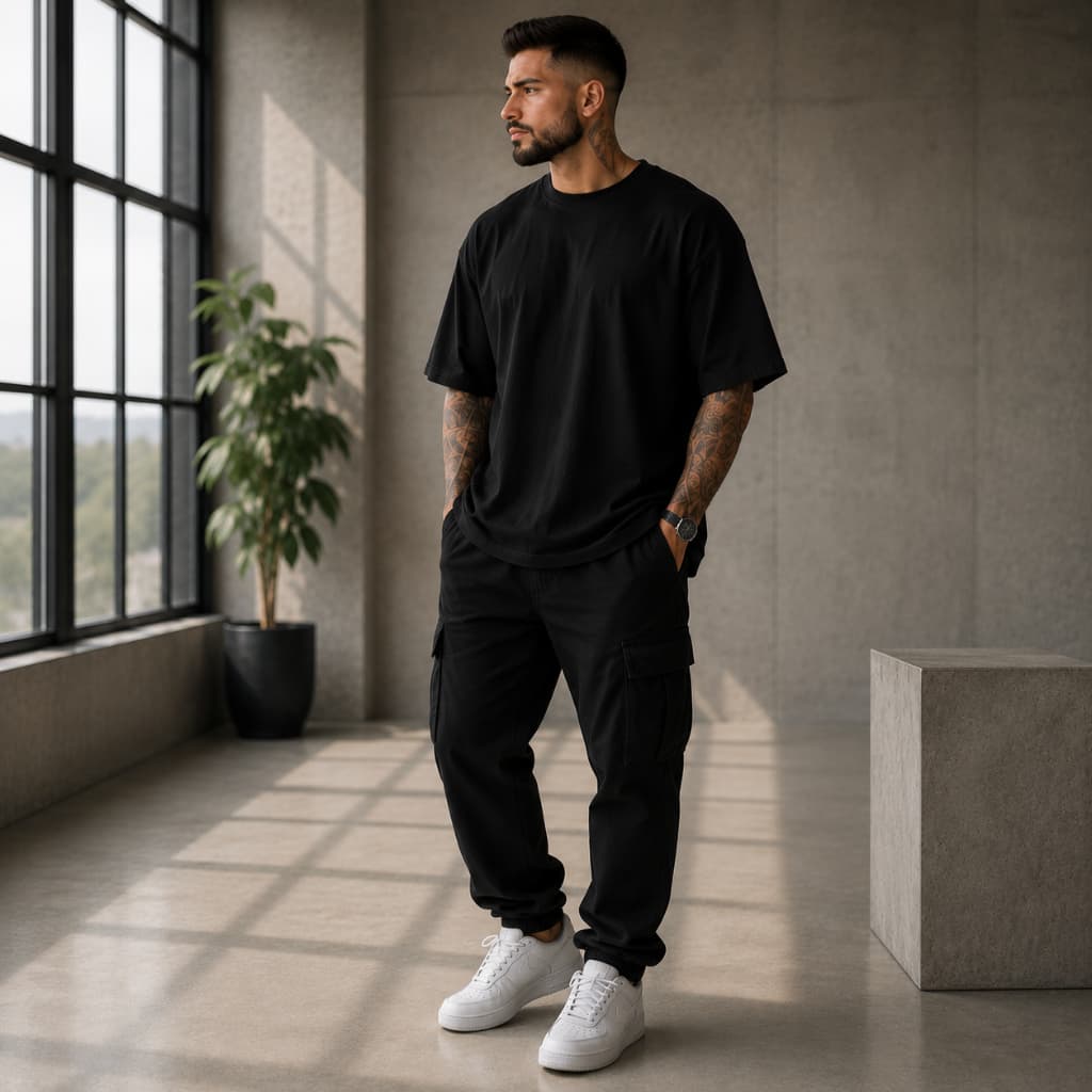 Camiseta Oversized Masculina Lisa 100% Algodão Premium