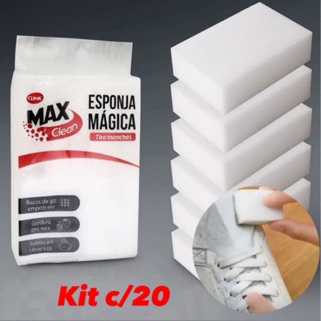 kit 20 Esponja Mágica de Melamina Tira Manchas Riscos Mágica Branca Multiuso