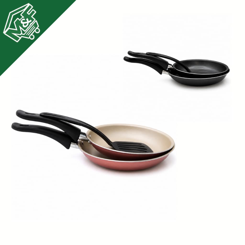 Conjunto Kit 2 Frigideiras Francesas Antiaderente Teflon + Espátula Nylon Grátis
