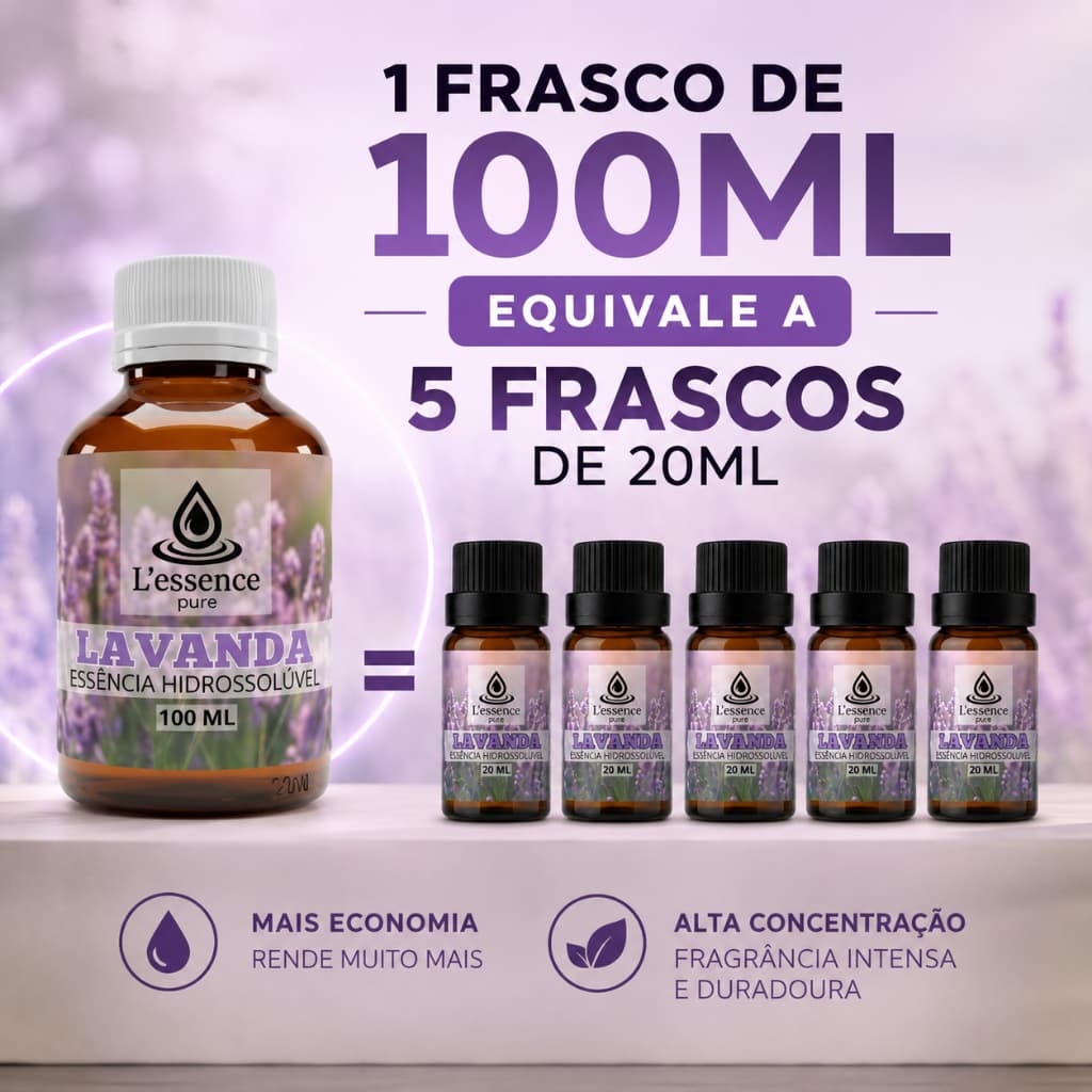 Kit 3 Essências 100ML Cheirinhos/Aromatizantes  – Lavanda, Capim Limão e Hortelã – Uso em Umidificador e Difusor