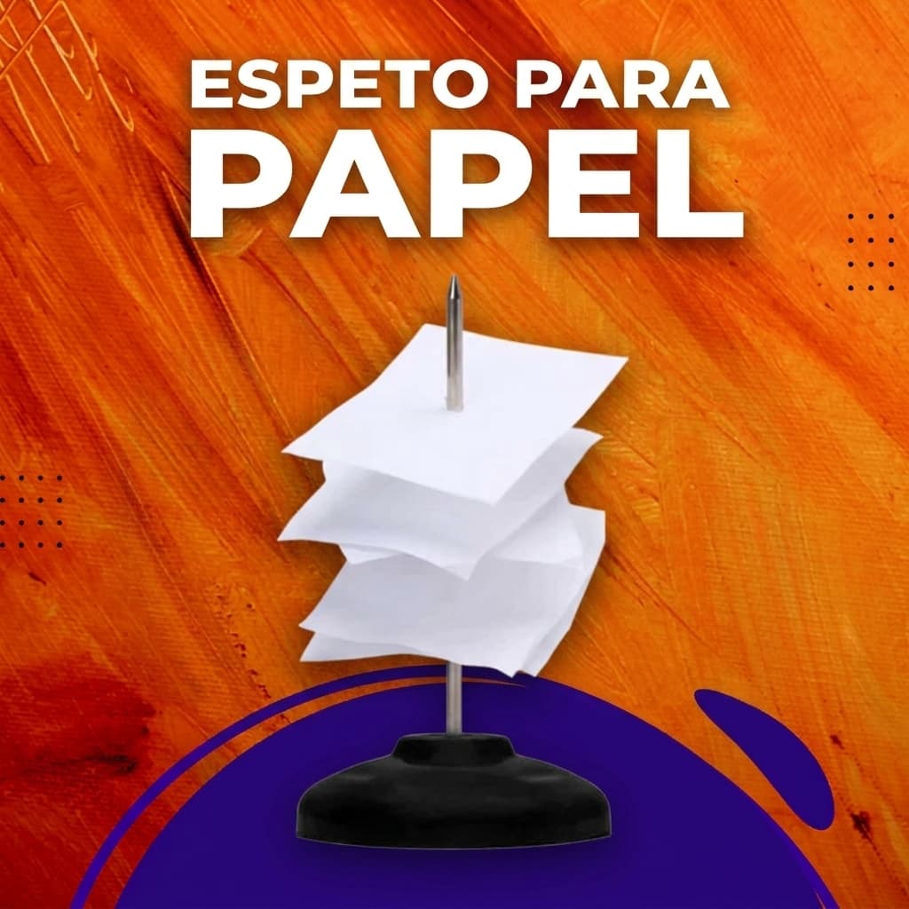 Espeto Para Fixar Papel Metal Preto Organização Escritório Notas Fiscais Documentos