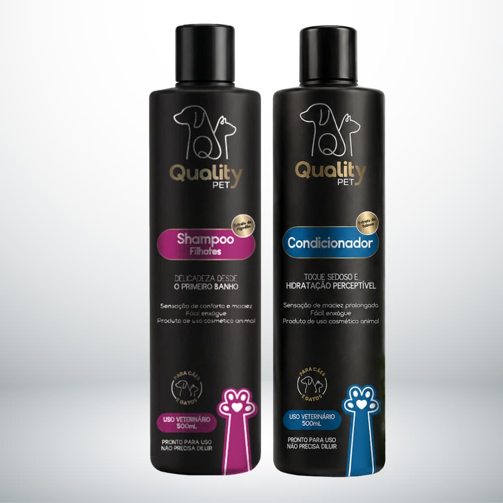 Kit Shampoo Condicionador Filhotes Quality Pet 500ml Cada