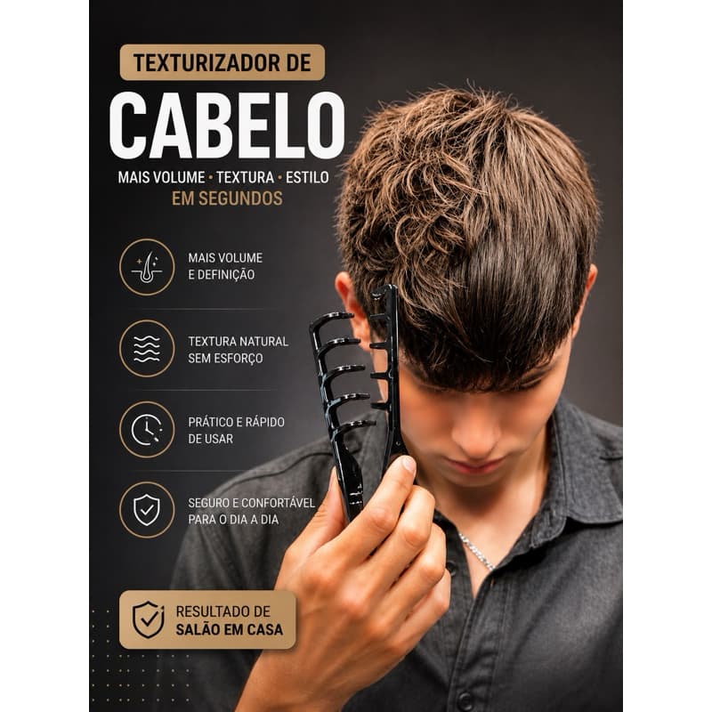 Pente Modelador Texturizador Masculino para Dar Volume ao Cabelo