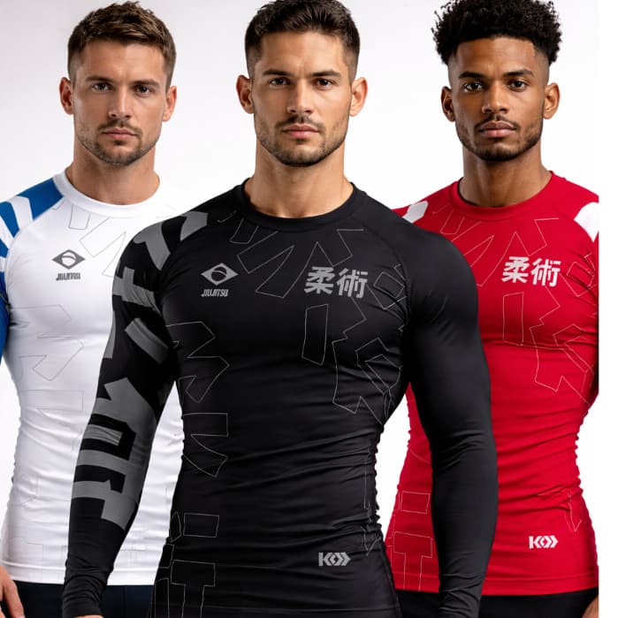 Kit com 3 Camisetas Rash Guard para Jiu Jitsu - BJJ - OSS - Manga Longa Compressão Treino MMA UV50+