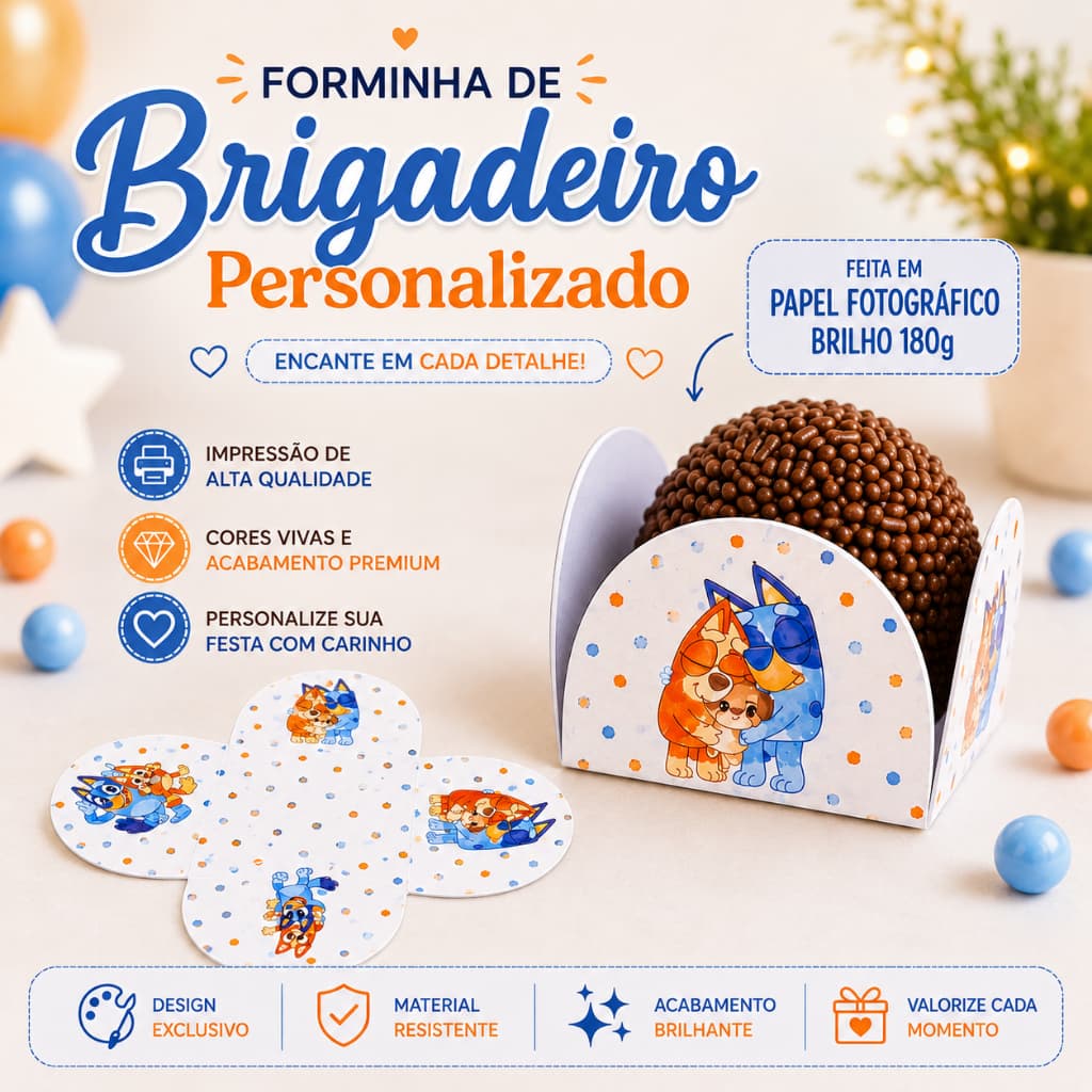 Forminha de Doces Bluey e Bingo Personalizada no Tema /Lembrancinha de Festa /Aniversário