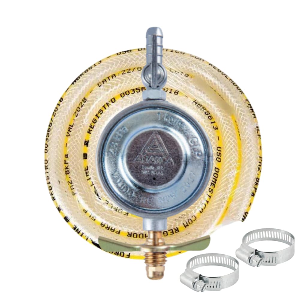 Kit Gás Registro De Botijão + Mangueira Regulador Aliança 505/01  Diversos Tamanhos Gás Botijão Mangueira