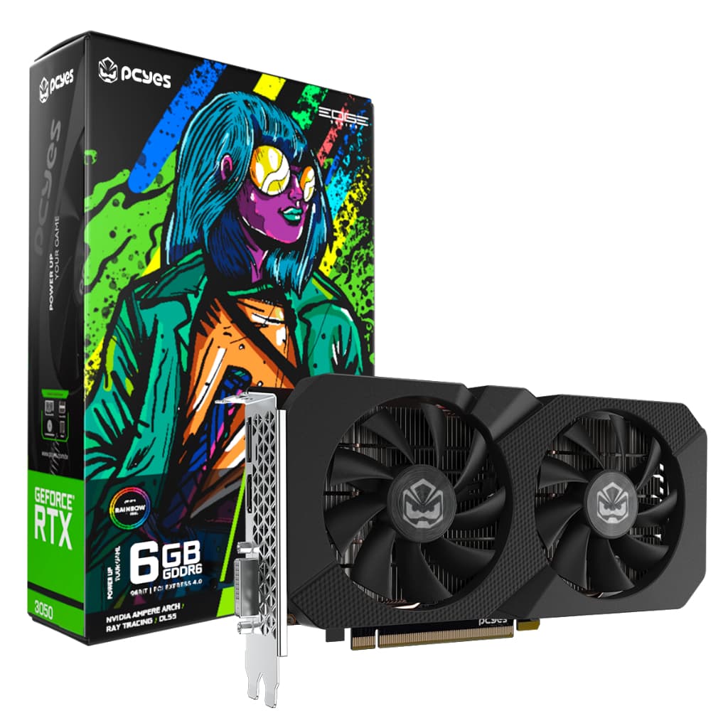 Placa de Vídeo PCYes NVIDIA GeForce RTX 3050 6GB GDDR6 96Bits Projeto Edge Ray Tracing DLSS