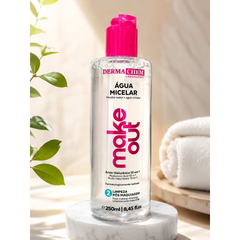 Água Micelar Ácido Hialurônico 10 em 1 Demaquilante Facial 250ml Dermachem