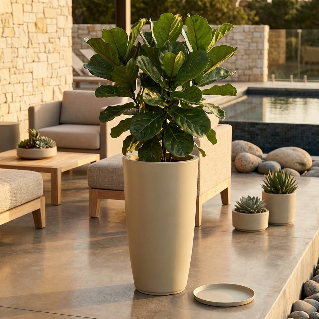 Vasos Decorativos Grande Liso Para Plantas Flor Jardim Coluna Redonda Polida Marmorizada Com Pratos varias cores