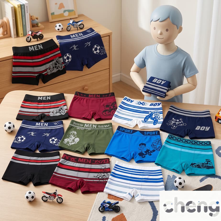 Cueca Infantil Boxer Sem Costura Confortável Respirável Menino