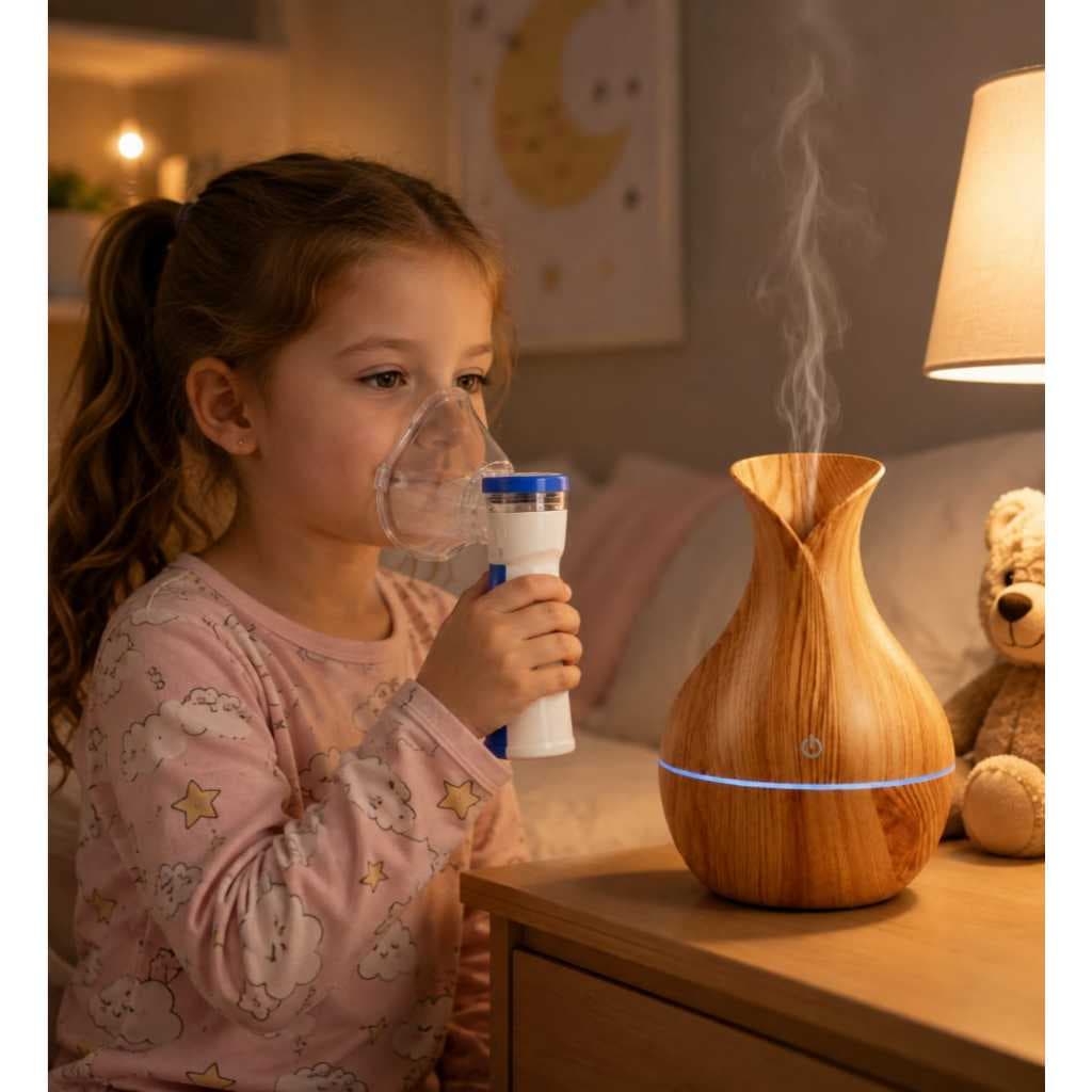Kit Inalador Nebulizador Portátil + Umidificador Aromatizador de Ar Silenciosos Tratamento Respiratório Renite Asma