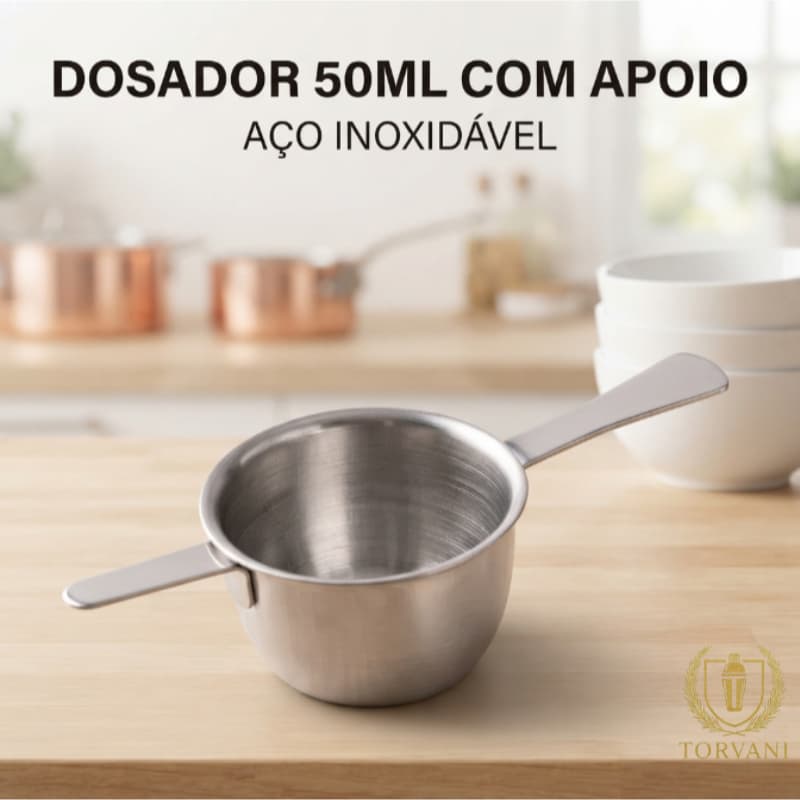 Dosador Medidor De Bebidas 50ml Inox Com Apoio