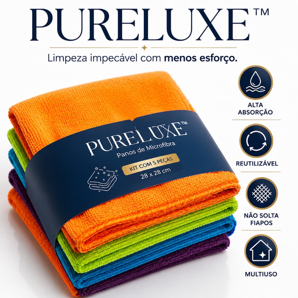 Kit 5 Panos De Limpeza Microfibra alta absorção Multiuso