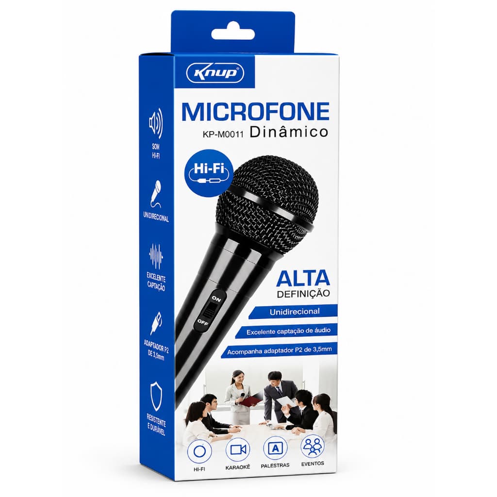 Microfone Dinâmico Knup KP-M0011 Alta Definição