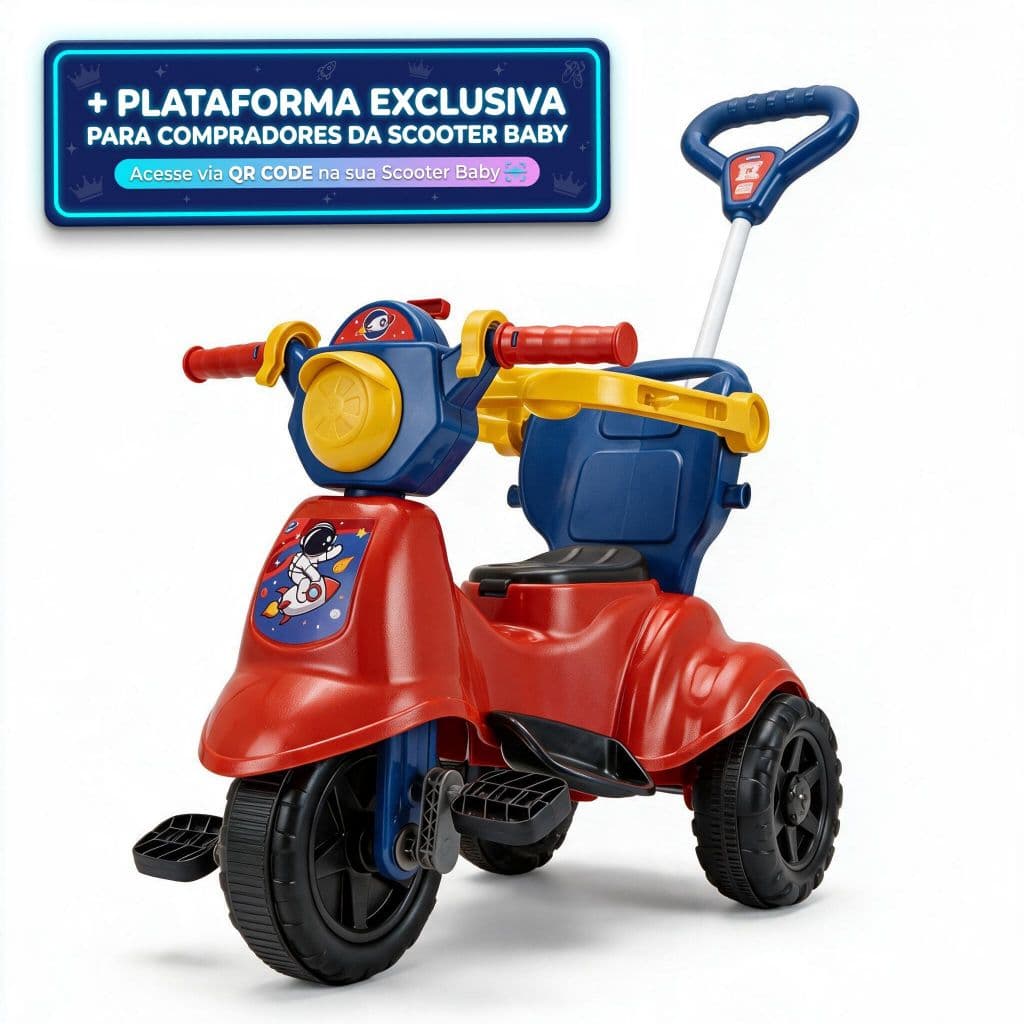 Triciclo Infantil Menino Scooter Baby Astro Motoca +12meses até 16Kg Passeio + CONTEÚDO DIGITAL QR CODE | QUEEN SHOP