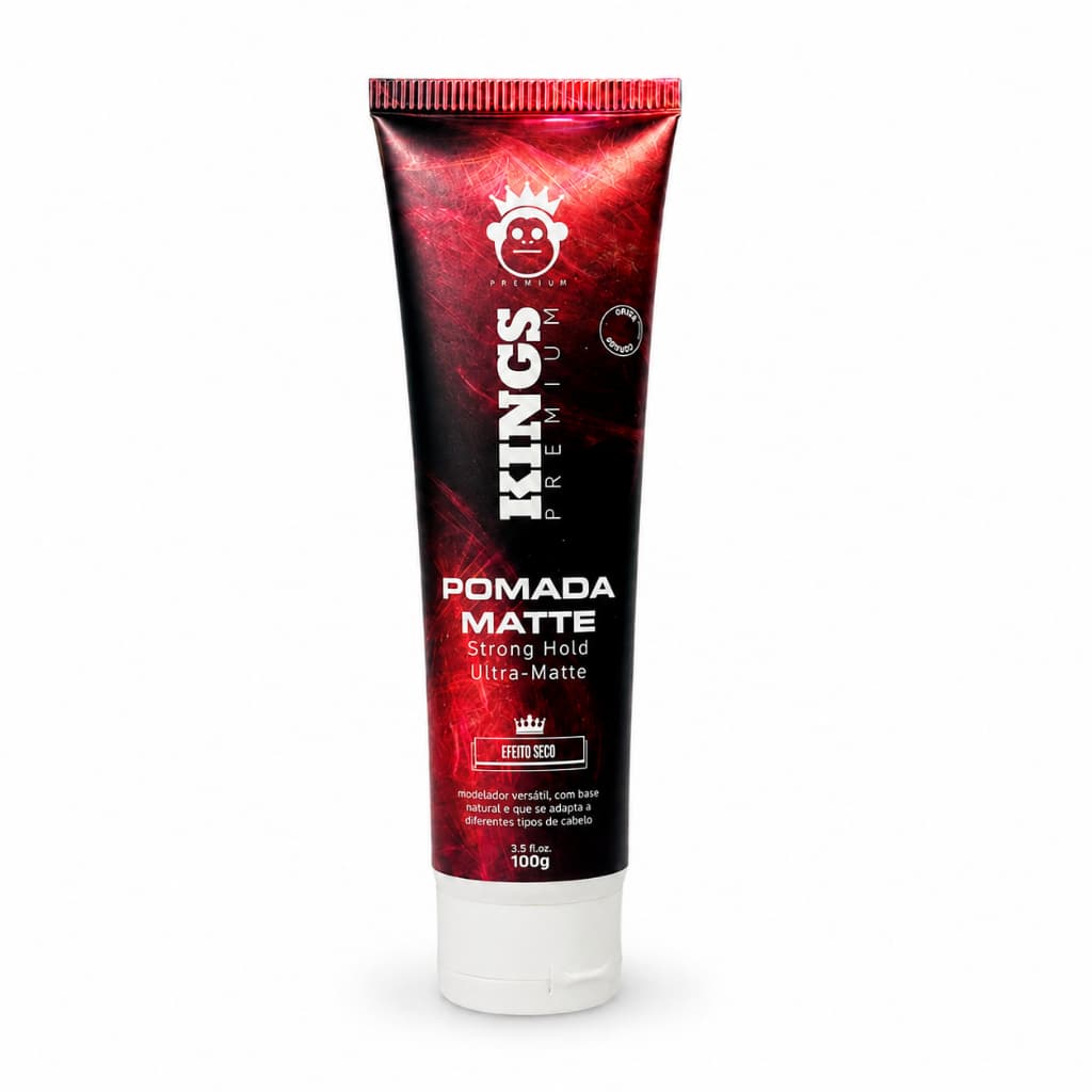 Pomada Modeladora Efeito Matte Bisnaga Premium 100g - Kings - Acabamento Seco, Fixação Forte
