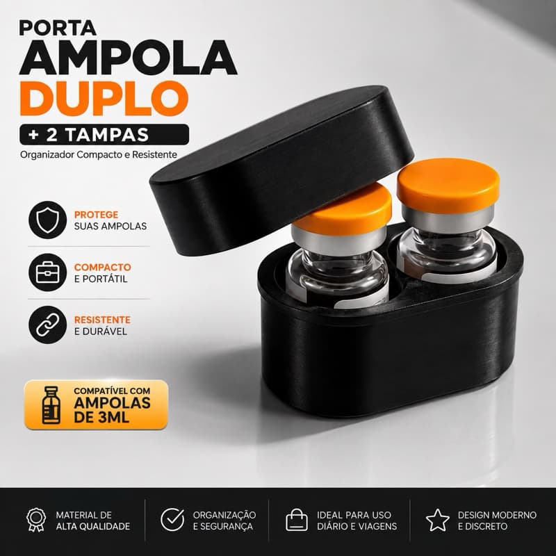Organizador Porta Ampola Duplo 3ml Estojo Compacto para 2 Frascos Proteção Premium Fabricação Própria 3D