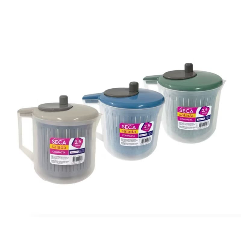 SECA SALADAS MANUAL COMPACTO CENTRIFUGA DE SALADAS SECADOR 2,5 LITROS COZINHA ORGANIZAÇÃO