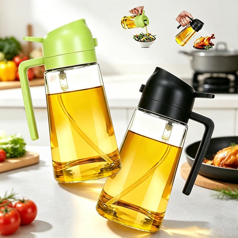 Kit 2 Galheteiros 2 em 1 470ml  Azeite Vinagre Molho de Soja Utensílio Cozinha