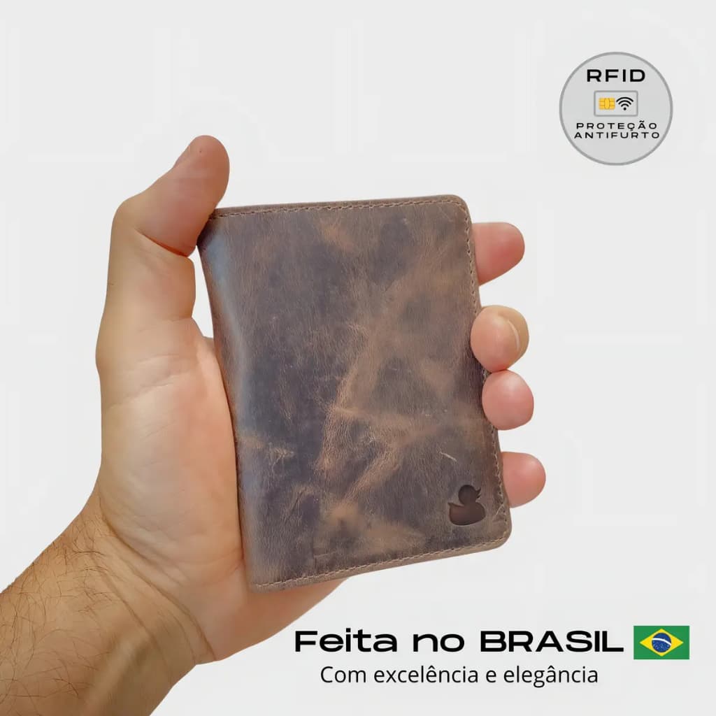Porta Cartão Masculino Premium Couro Legítimo Compacto Estilo Social Dia dos Pais