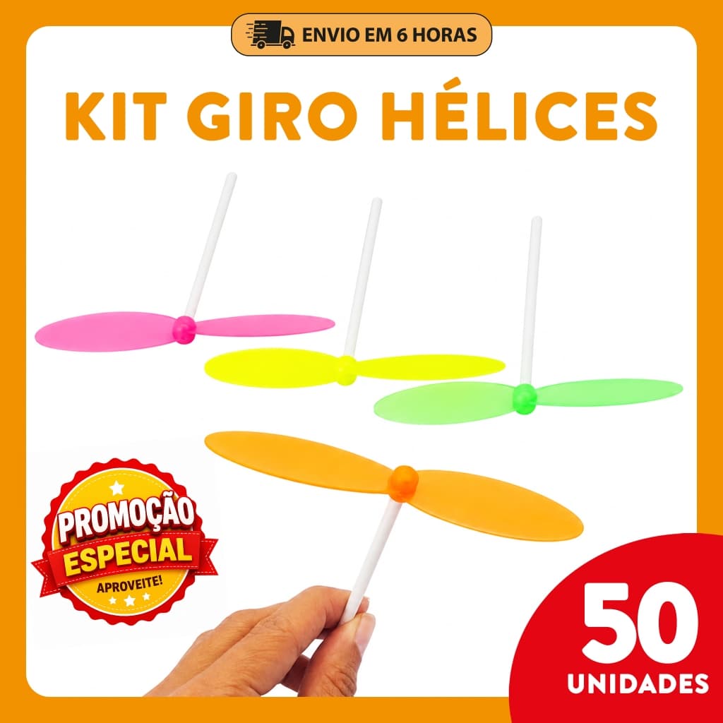 Kit 50 a 100 Giro Hélice Colorido Pirocóptero Lembrancinha Festa Infantil Brindes Aniversário