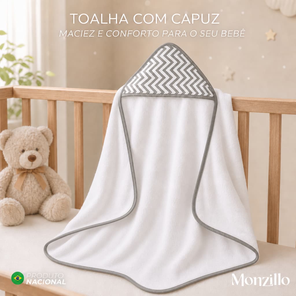 Toalha de Banho Com Capuz 100% Algodão Forrada Com Fralda Estampada