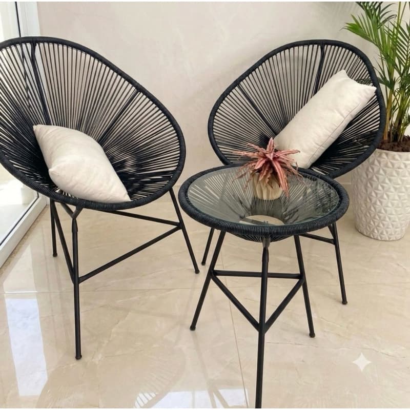 Jogo 2 Cadeira Acapulco Com Mesa de Centro Desmontável