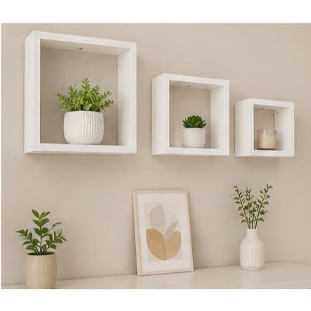 Kit 3 Nichos de Parede Quadrados 100% MDF – Decorativos e Organizadores Preto ou Branco