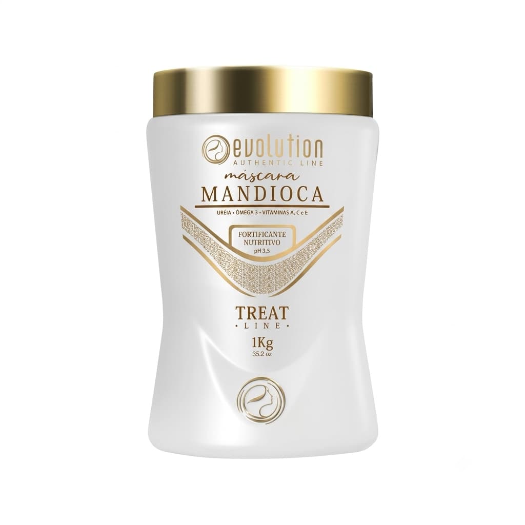 Evolution Máscara de Mandioca 1kg Fortificante Nutritivo para Cabelos Secos e Porosos Treat Line Cuidado Capilar