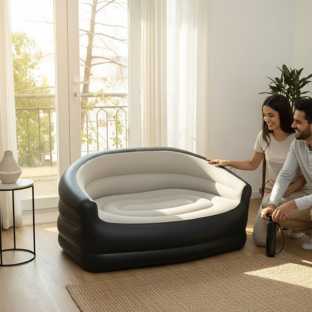 Mini Sofa Inflavel 2 Lugares Portatil Comfortavel Facil Transporte Decoracao Sala