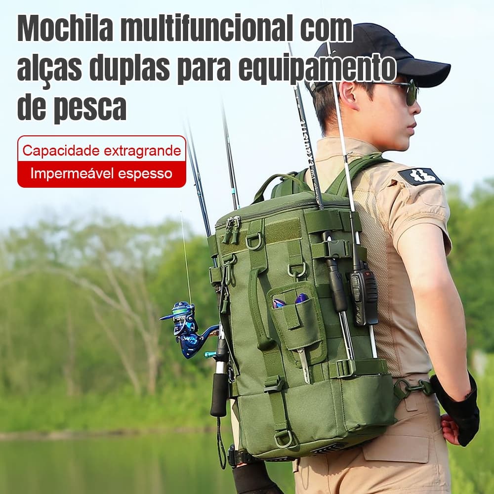 JOYFOX Mochila de Pesca Bolsa de Pesca com Separação Seca e Molhada para Equipamentos de Pesca ao Ar Livre