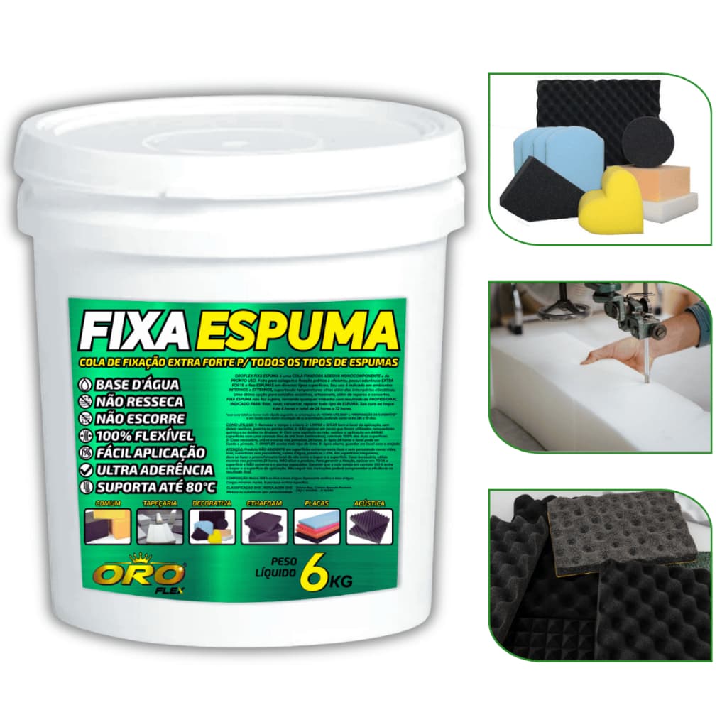 OROFLEX Cola para Fixar Espuma acústica e técnica com Alta Aderência 6kg branco