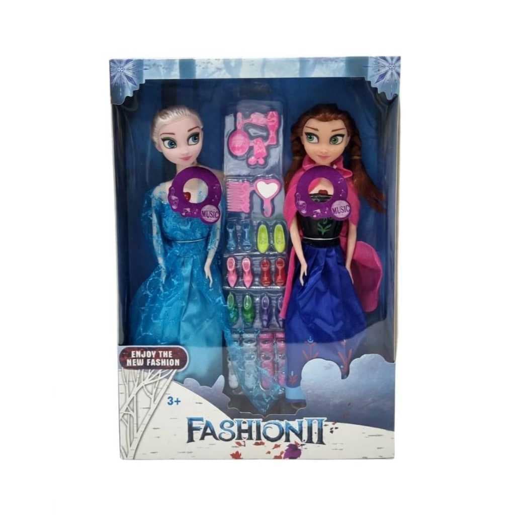 Boneca Frozen Kit com Elsa e Anna Musical Articulada 30cm Infantil com acessórios