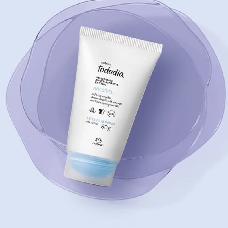 Desodorante Antitranspirante Creme Natura Tododia Leite de Algodão 80g 48h Vegano