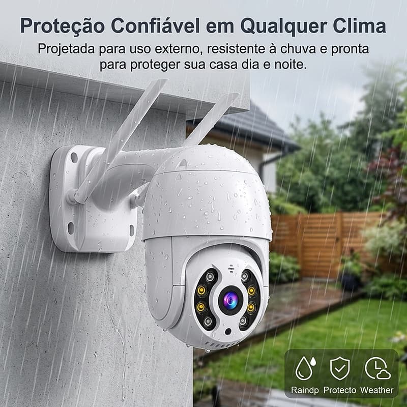 Câmera Segurança Externa Visão Noturna Colorida Alerta de Movimento