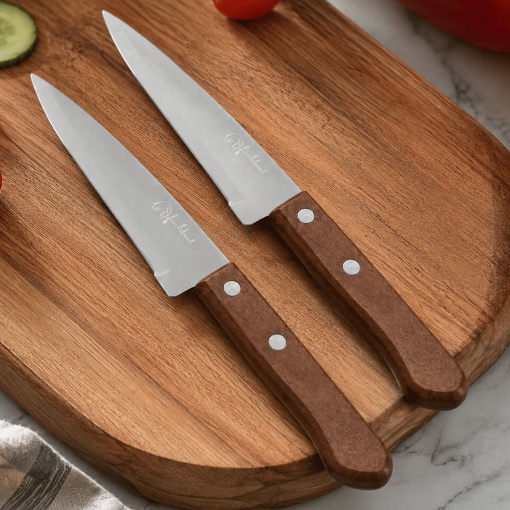 Kit 2 Faca De Cozinha Inox Profissional Do Chef Cabo Reforçado Super Corte Carnes Peixe