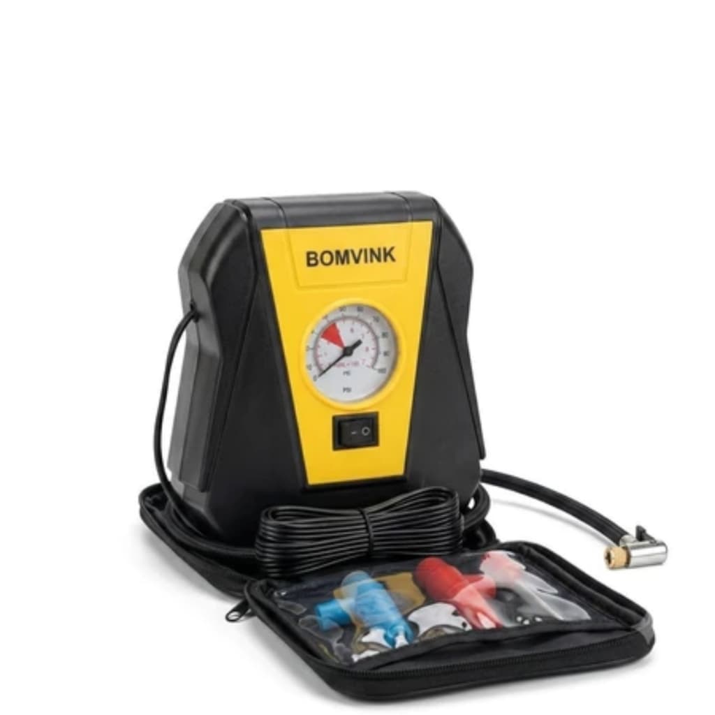 Compressor De Ar Bomvink Portatil Para Carros, Moto - 12v Bifásico - Bom 8904