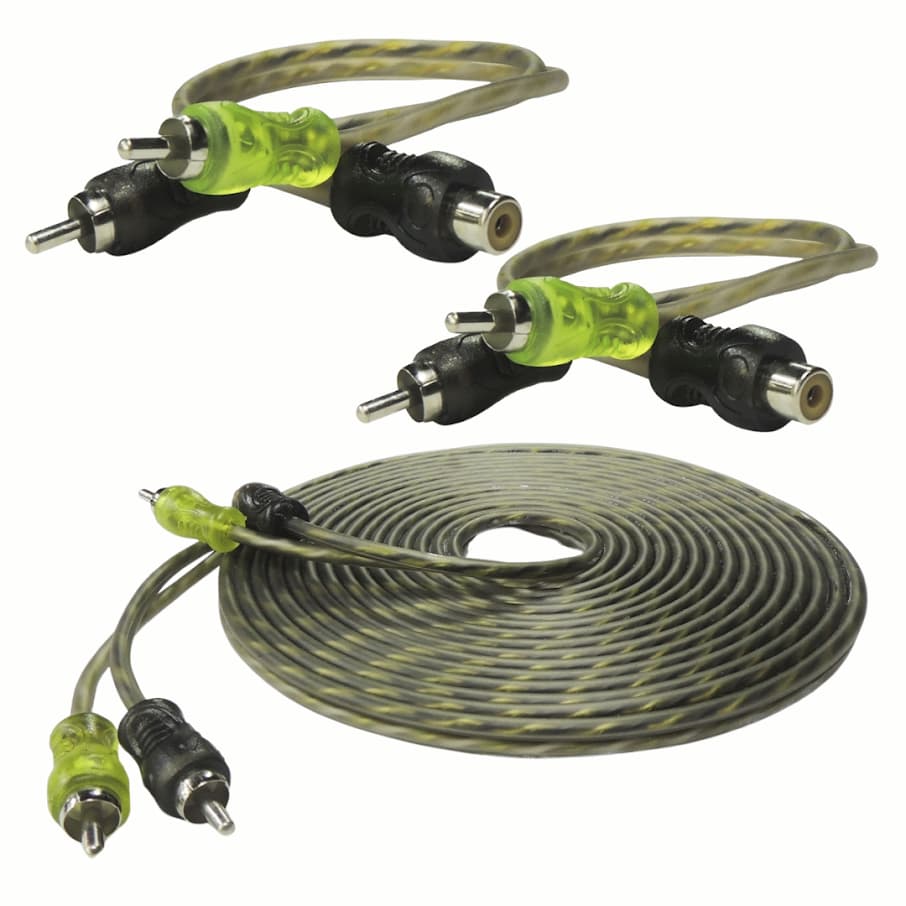 Kit 1 Cabo RCA 5m + 2Y 20cm Serie 200 PRO Injetado 4mm Technoise Som Automotivo Caixa Bob