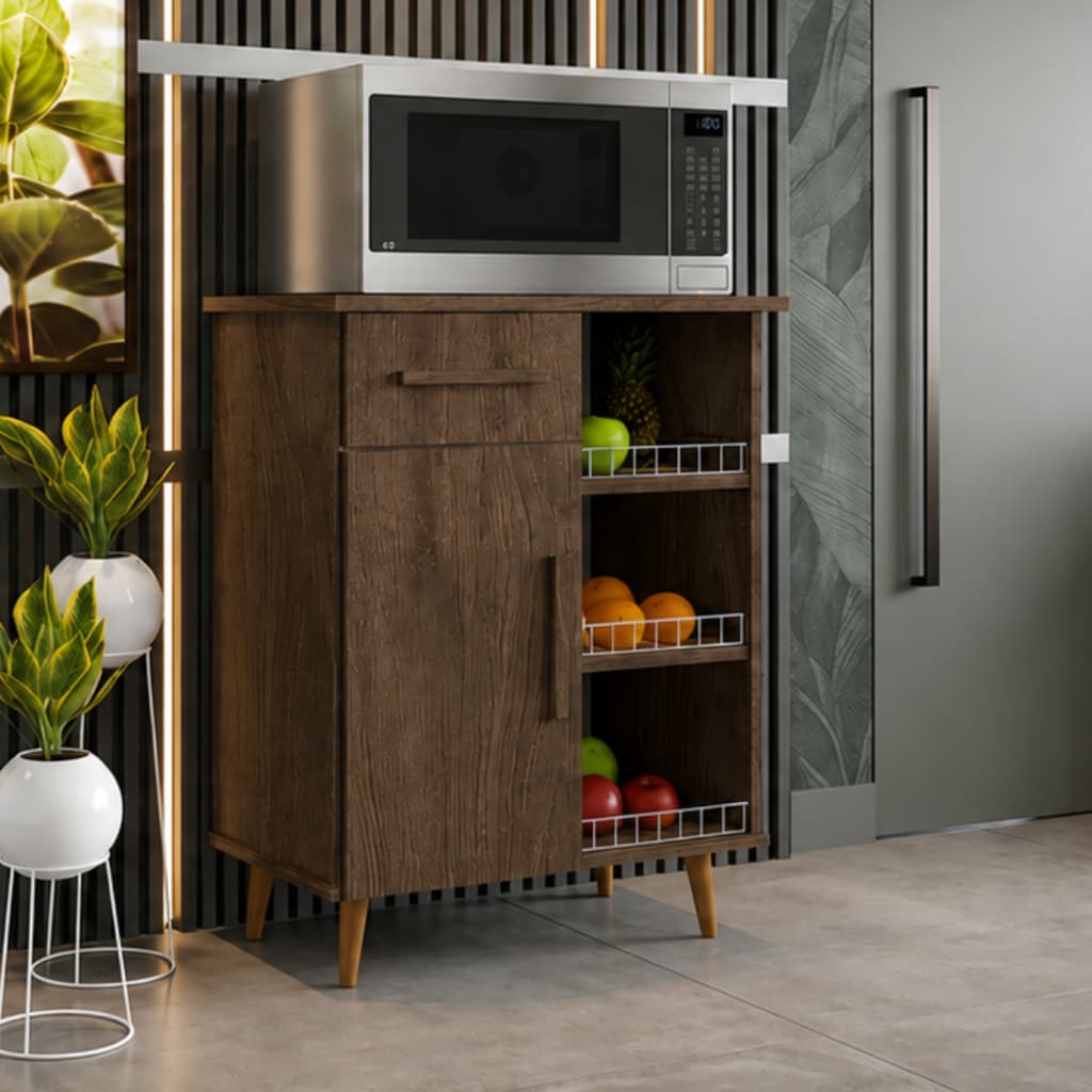 ENVIO RÁPIDO! Armário Para Cozinha Balcão Com 1 Porta e 1 Gaveta Modelo Retrô Pés de Madeira Palito