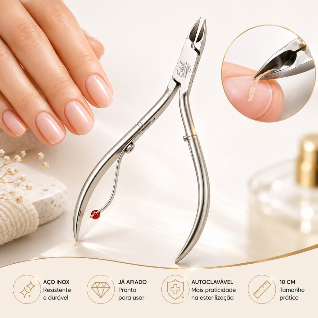 Alicate Cutícula Aço Inox Afiado Profissional Edel Solingen