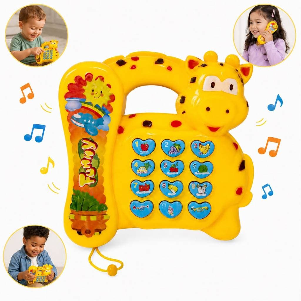 Brinquedo Telefone Educativo Musical Infantil Bebê Girafa Com Som e Luzes TOYS