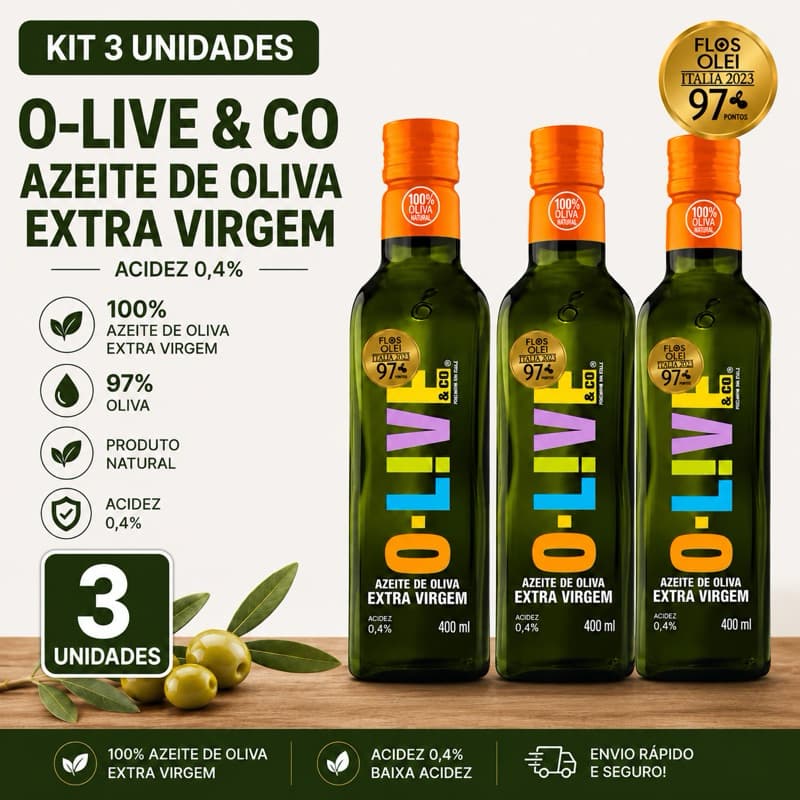 Kit 2 Unid O-LIVE & Co, Azeite de oliva extra virgem, Chileno, vidro, 400ml