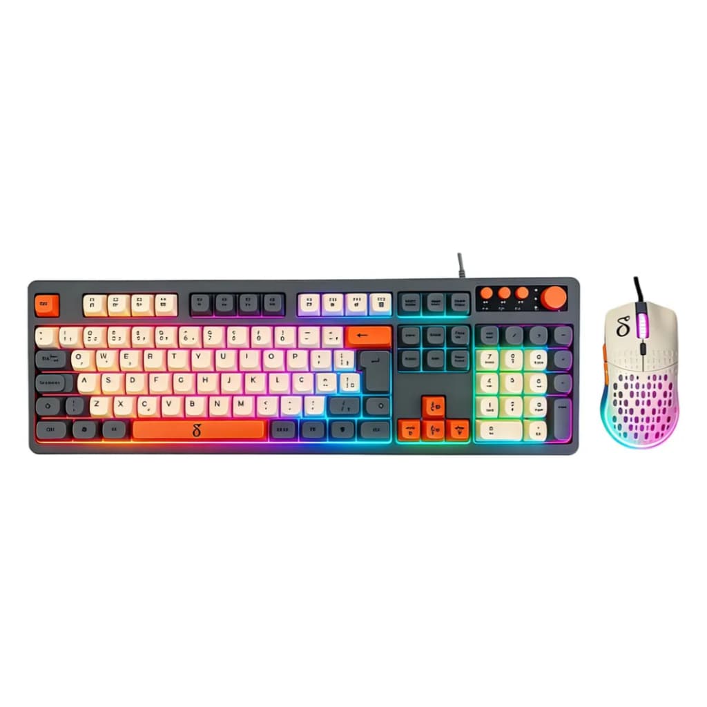 Kit Teclado E Mouse Rgb Gamer Com Fio Abnt2 Usb Português