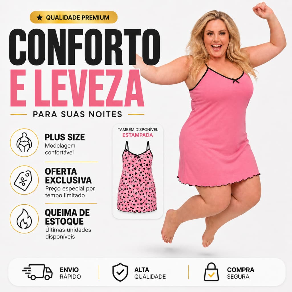 Camisola Plus Size Short Doll Conjunto Pijama Feminino Roupa de Dormir lojaha ppiness