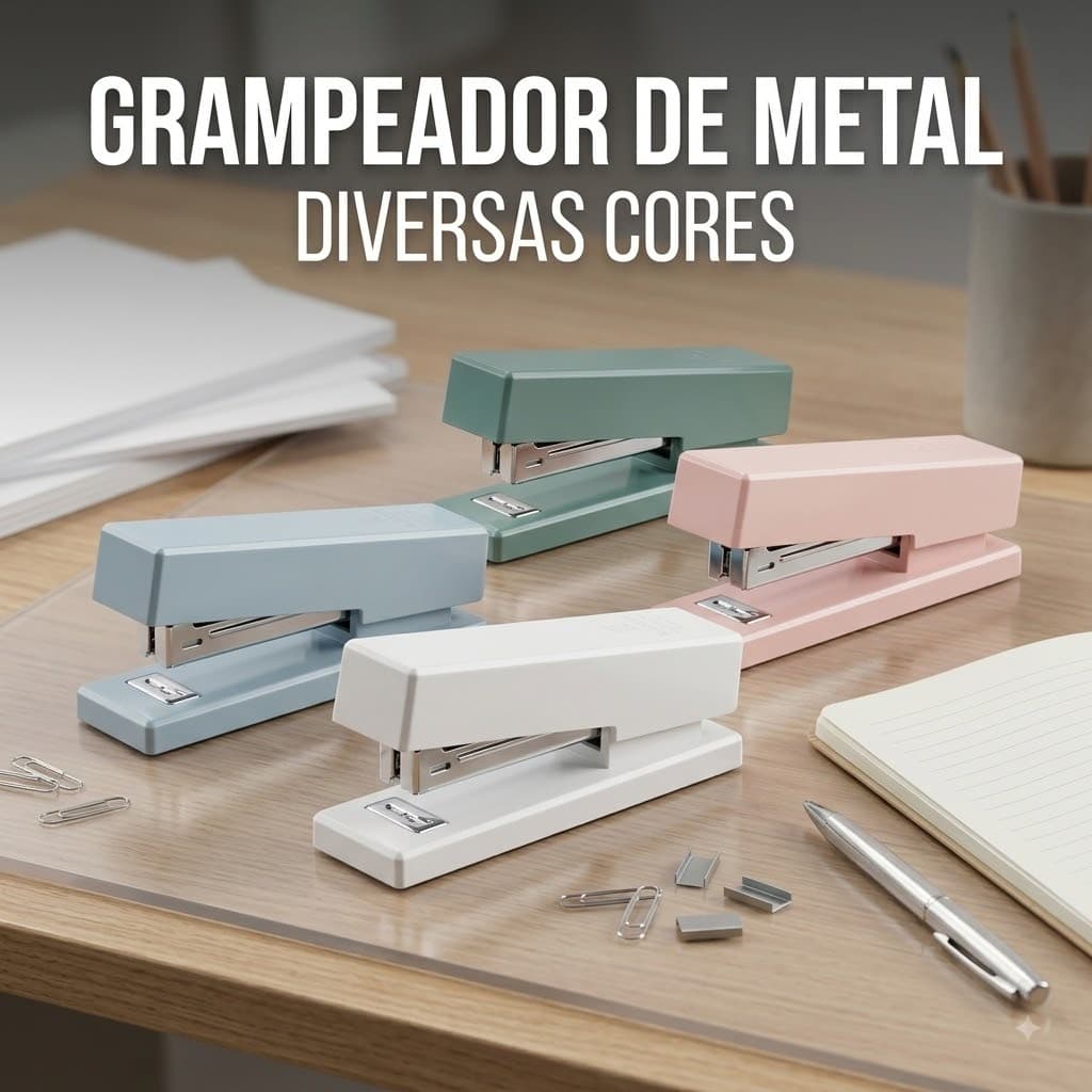 Grampeador de Metal Para Grampo 26/6 Cores Sortidas