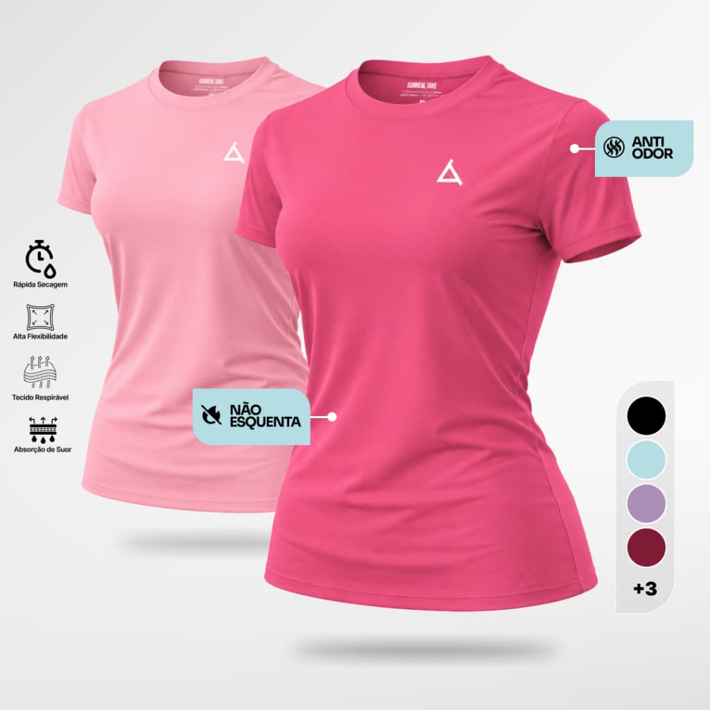 KIT 2 ou 1 Camiseta Feminina Dry Fit UV 50+ Blusas Baby Look Slim Camisas Academia Treino Musculação