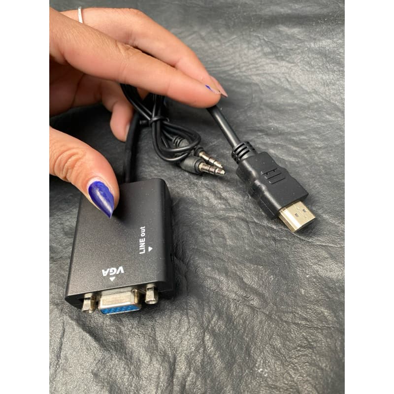 Cabo adaptador conversor de HDMI para VGA com saída de áudio P2