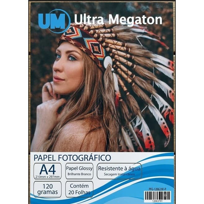 Papel Fotográfico Glossy A4 120G 20 Folhas Ultra Megaton
