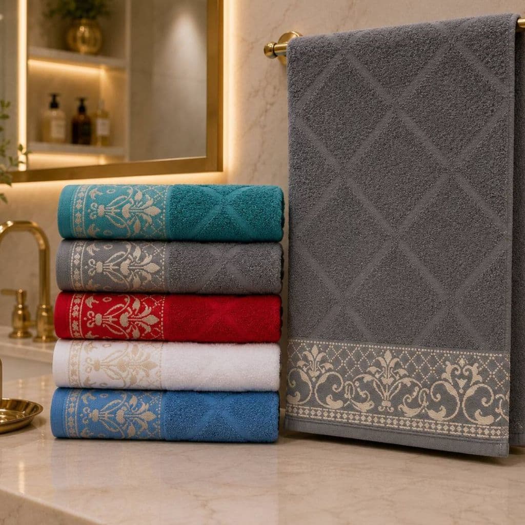 Kit 5 Toalhas de Rosto Jacquard Macia Lindas Cores - Esmeralda